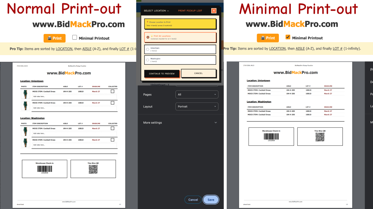 Print out your awaiting pickup items